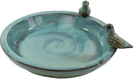 Produktbild von colourliving Vogeltränke aus Keramik 30 cm grün handbemalt