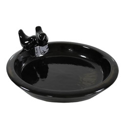 Produktbild von colourliving Vogeltränke Noble aus glasiertem Keramik, rund 30 cm, schwarz glänzend