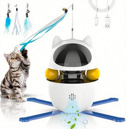 Produktbild von Comfy Mate Tier-Beschäftigungsspielzeug Katzenspielzeug 2 in 1 Mit Echter Zufälliger Trajektorie Spielzeug, mit Rädern Bewegungsaktiviertes Wiederaufladbares Automatisches