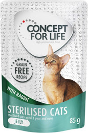 Produktbild von Concept for Life Sterilised Cats Kaninchen getreidefrei in Gelee - 48 x 85 g
