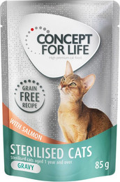 Produktbild von Concept for Life Sterilised Cats Lachs getreidefrei in Soße - 24 x 85 g