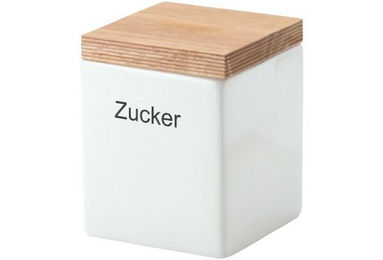 Continenta Geschirr Vorratsdose aus Keramik mit Holzdeckel - 0,8 l – Bild 1 von 4