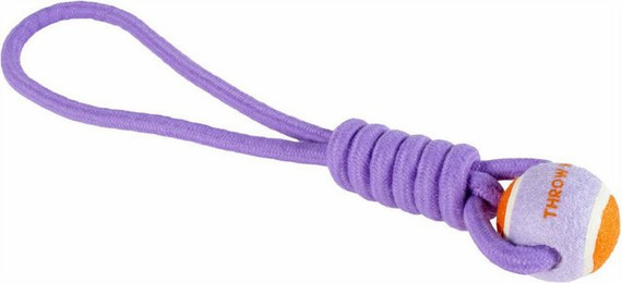 Produktbild von Coockoo Hundespielzeug Ball mit Seilschlaufe lila/orange