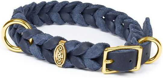 Produktbild von CopcoPet Hunde-Halsband Fettleder mit Dornschließe Messing Blau 25-29 cm 15 mm