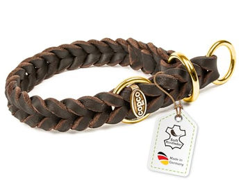 CopcoPet Hunde-Halsband Fettleder mit Zugstopp und Messingring – Bild 1 von 6