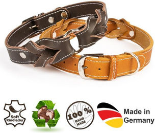Produktbild von CopcoPet Hunde-Lederhalsband Heidi geflochten Messing