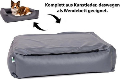 Produktbild von CopcoPet Hundebett Paco Kunstleder Grau XL 110 x 90 cm