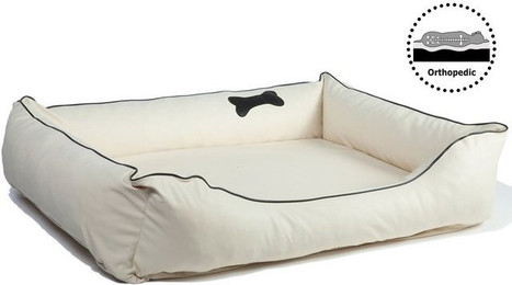 Produktbild von CopcoPet Hundebett Paco Orthopädisch Kunstleder Beige 90 x 70 cm