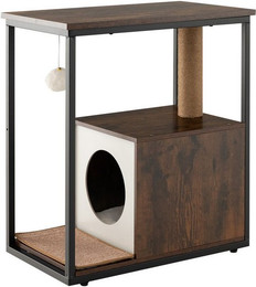 Produktbild von COSTWAY 2-in-1 Katzenhaus und Beistelltisch mit Kratzmatte