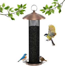 COSTWAY Futterspender, Vogelfutterhaus zum Aufhängen, Vogelfutterspender, Metall – Bild 1 von 5