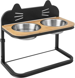 Produktbild von COSTWAY Futterstation mit 2 Edelstahlnäpfen, höhenverstellbar