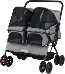 Produktbild von COSTWAY Hundebuggy, (1-tlg), 2-Sitzer Hundewagen, mit Sonnenschutz, Sicherheitsgurt, faltbar