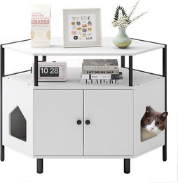 Produktbild von COSTWAY Katzenschrank mit 2 Türen, 2 Eingängen und Regalen