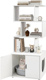 Produktbild von COSTWAY Katzenschrank mit Bücherregal und Katzenklo