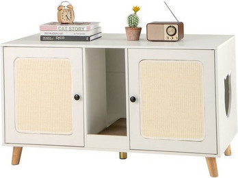 Produktbild von COSTWAY Katzentoilettenschrank mit Sisal-Kratzmatten