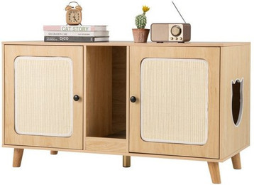 Produktbild von COSTWAY Katzentoilettenschrank mit Sisal-Kratzmatten