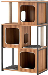 Produktbild von COSTWAY Kratzbaum 2in1 Katzenhaus mit 3 Etagen und abnehmbaren Kissen