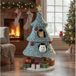 Produktbild von COSTWAY Kratzbaum, Katzenbaum für Weihnachten, mit