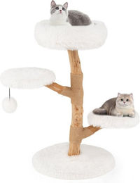 COSTWAY Kratzbaum, Katzenbaum, Katzenmöbel Massivholz, 90 cm hoch – Bild 1 von 5