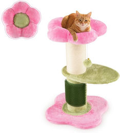 COSTWAY Kratzbaum, Katzenbaum, Kletterbaum mit Selbstpflegebürste & Ball – Bild 1 von 5