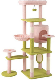 Produktbild von COSTWAY Kratzbaum mit Katzenhöhle und Hängematte 148 cm
