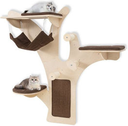 Produktbild von COSTWAY Kratzbaum mit Plattformen und Hängematte, 150 cm hoch, Wandmontage