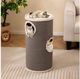 Produktbild von COSTWAY Kratztonne, (1-tlg), 4-stöckiger Kratzbaum, mit 3 Katzenhöhlen, Ø 36 cm