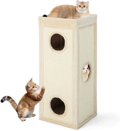 COSTWAY Kratztonne, (1-tlg), Kratzbaum, Katzenhaus mit Kratzbrett, 3 Höhlen – Bild 1 von 5