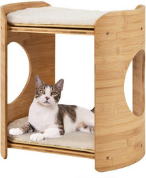 Produktbild von COSTWAY Tierbett Katzenhaus aus Bambus mit 2 Etagen