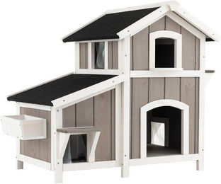 Produktbild von COSTWAY Tierhaus Katzenhaus 2-stöckig mit Asphaltdach für draußen