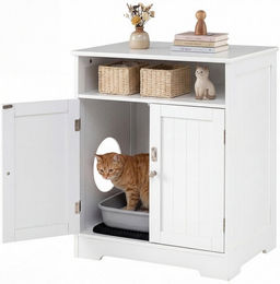 COSTWAY Tierhaus, Katzenschrank, Katzenhaus Beistelltisch, mit Tür – Bild 1 von 5