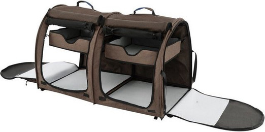 Produktbild von COSTWAY Tiertransportbox Hundetasche bis 60 kg faltbar mit doppelter Abteilung