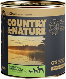 Produktbild von COUNTRY&amp;NATURE Getreidefreies Nassfutter Ente mit Roter Bete und Apfel 850 g
