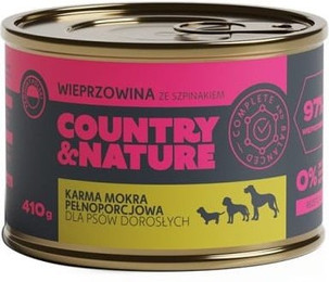 Produktbild von COUNTRY&NATURE Getreidefreies Nassfutter Schweinefleisch mit Spinat - 410 g