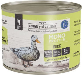 Produktbild von COUNTRY OF ANIMALS Nassfutter Monoprotein Ente für adulte Katzen 200g