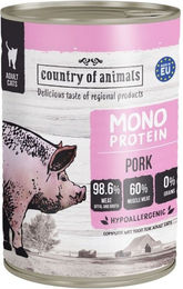 Produktbild von COUNTRY OF ANIMALS Nassfutter Monoprotein Schweinefleisch für adulte Katzen 400g