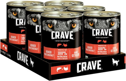 Produktbild von CRAVE Adult Hundenassfutter mit Lachs und Truthahn - 12 x 400 g