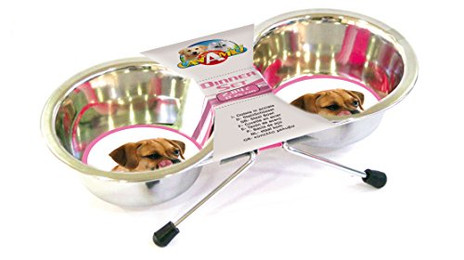 Produktbild von Croci Doppelnapf Dos mit Träger - 2 x 0,24 l