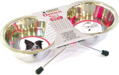 Produktbild von Croci Doppelnapf Dos mit Träger - 2 x 1,89 l