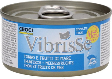 Produktbild von Croci Vibrisse Nassfutter für Katzen mit Thunfisch und Meeresfrüchten - 24 x 70 g