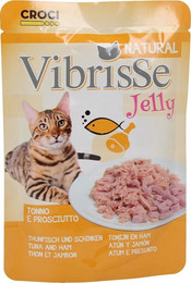 Produktbild von Croci Vibrisse Nassfutter in Gelee mit Thunfisch, Huhn und Schinken - 18 x 70 g
