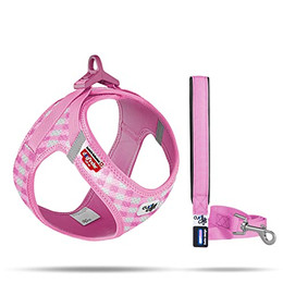 Produktbild von Curli Clasp Vest Harness Air-Mesh Pink-Caro 2XS mit Leine M