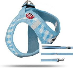 Produktbild von Curli Hunde-Geschirr Vest Geschirr Puppy Set skyblue-caro