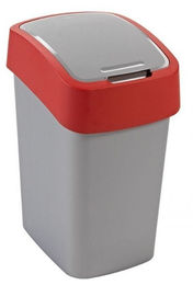 CURVER Mülleimer FLIP BIN 9L silber/rot - 9 l – Bild 1 von 4