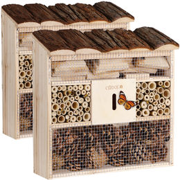CADOCA 2er Set Insektenhotel Bug's Inn aus Holz wetterfest zum Aufhängen für den Garten – Bild 1 von 13