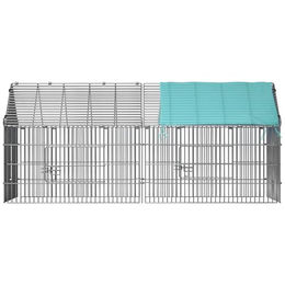 Cadoca Freilaufgehege aus Metall mit Sonnenschutz für Kaninchen und Meerschweinchen 180x75x75cm Schwarz – Bild 1 von 6