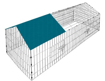 Cadoca Freilaufgehege aus Metall mit Sonnenschutz und wasserdichtem Dach für Kaninchen und Meerschweinchen 180x75x75cm Grün – Bild 1 von 7