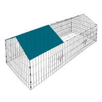 Produktbild von Cadoca Freilaufgehege aus Metall mit Sonnenschutz und wasserdichtem Dach für Kaninchen und Meerschweinchen 180x75x75cm Grün