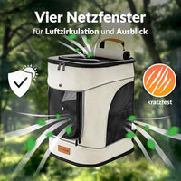 Produktbild von Cadoca Haustierrucksack für Hunde und Katzen bis 12 kg Beige wasserabweisend aus Polyester