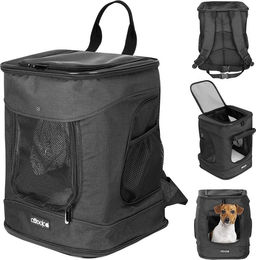 Produktbild von Cadoca Haustierrucksack für Hunde und Katzen Schwarz aus Polyester 41x30x31cm